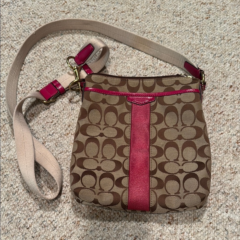 Coach Brown and Pink Crossbody Bag